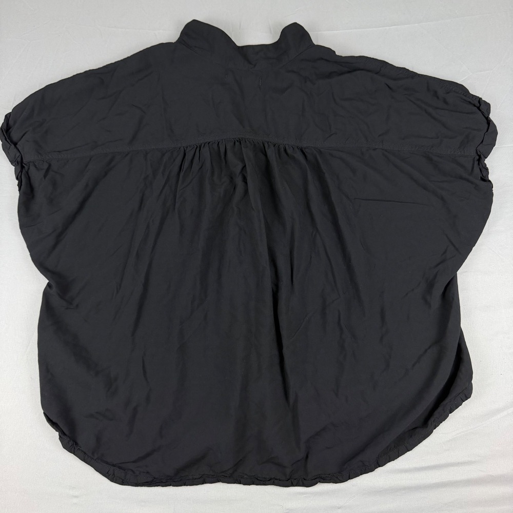 We The Free Black Collared Button Up Short Sleeve Oversized Shirt Extra Large‎ - Picture 8 of 11